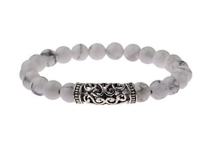 Volcanic Stone & White Pine Geometric Bracelet | Men's