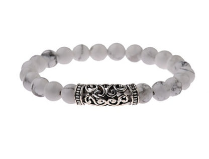 Volcanic Stone & White Pine Geometric Bracelet | Men's
