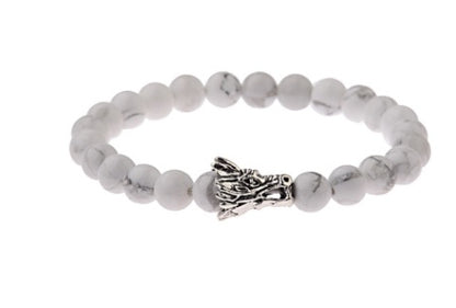 Volcanic Stone & White Pine Geometric Bracelet | Men's