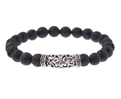 Volcanic Stone & White Pine Geometric Bracelet | Men's