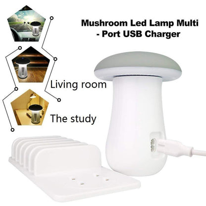 2-in-1 Mushroom LED Desk Lamp with USB Charging Dock QC 3.0