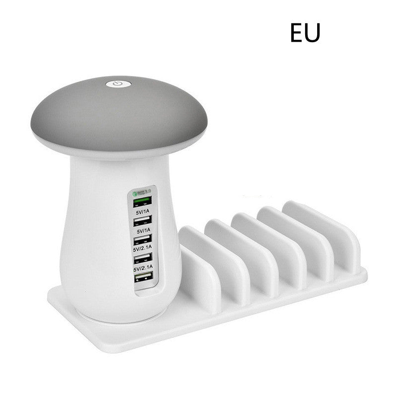 2-in-1 Mushroom LED Desk Lamp with USB Charging Dock QC 3.0