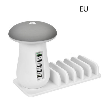 2-in-1 Mushroom LED Desk Lamp with USB Charging Dock QC 3.0