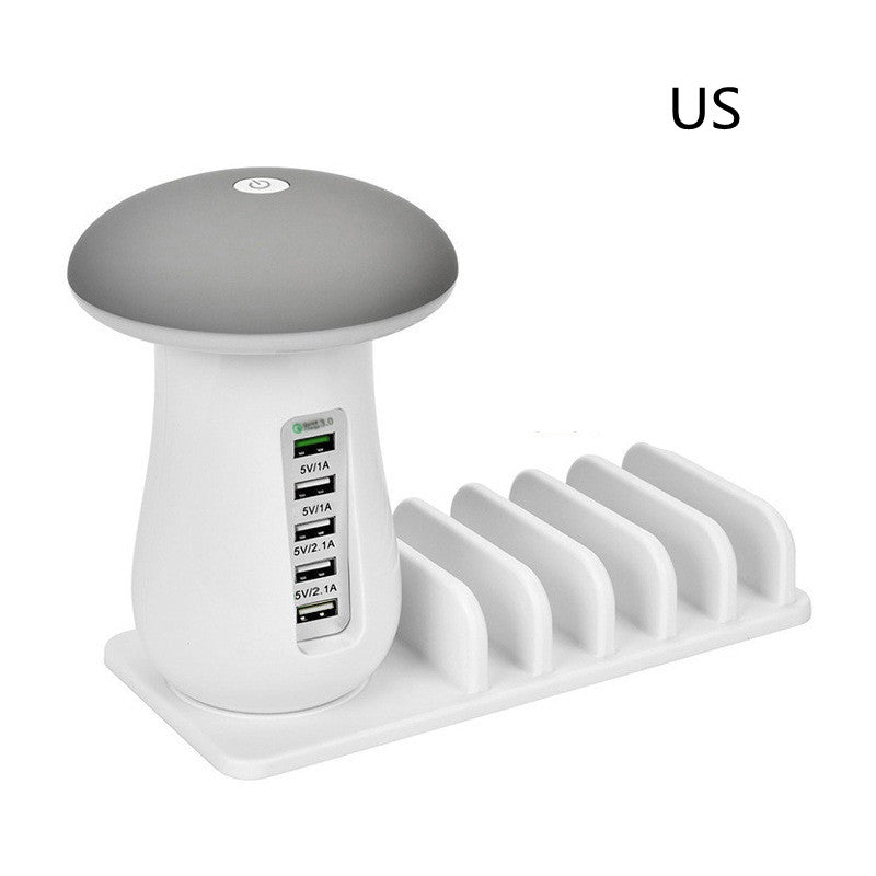 2-in-1 Mushroom LED Desk Lamp with USB Charging Dock QC 3.0