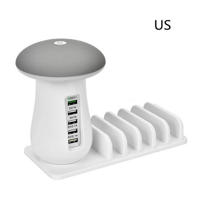 2-in-1 Mushroom LED Desk Lamp with USB Charging Dock QC 3.0