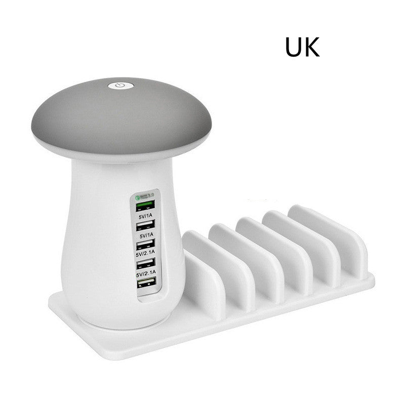2-in-1 Mushroom LED Desk Lamp with USB Charging Dock QC 3.0