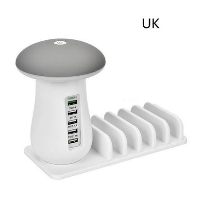 2-in-1 Mushroom LED Desk Lamp with USB Charging Dock QC 3.0