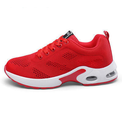 Women's Flyknit Mesh Casual Trainers - Breathable Lace-Up Flat Sports Shoes