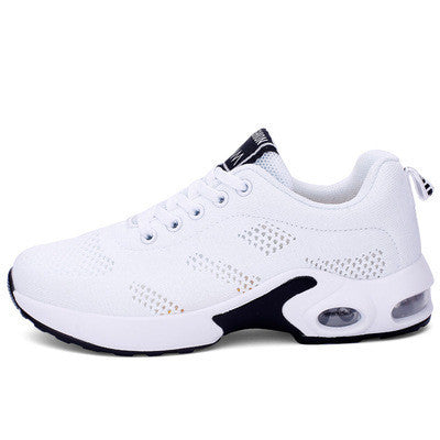 Women's Flyknit Mesh Casual Trainers - Breathable Lace-Up Flat Sports Shoes