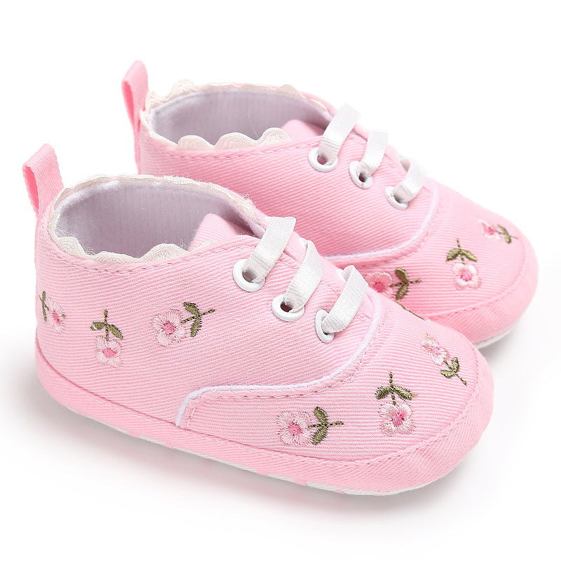 Girls' Floral Folk-Style Baby Toddler Shoes - Canvas Elastic Band Flat Sole