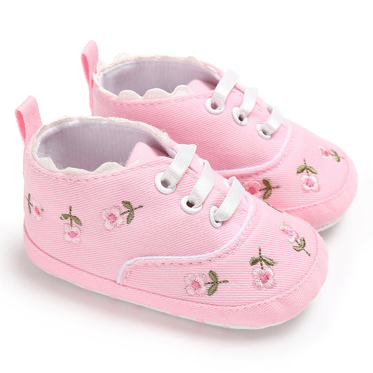 Girls' Floral Folk-Style Baby Toddler Shoes - Canvas Elastic Band Flat Sole