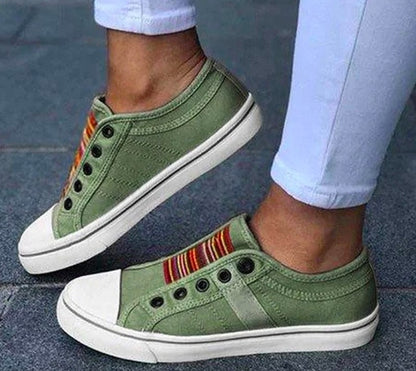 Laceless Canvas Flat Loafers - Lightweight Slip-On Casual Sneakers