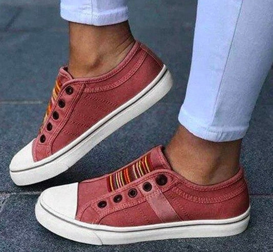 Laceless Canvas Flat Loafers - Lightweight Slip-On Casual Sneakers