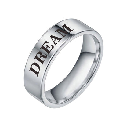 Unisex Stainless Steel Inspirational Word Ring – Wish, Love, Hope & More