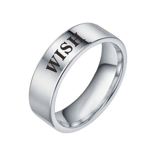 Unisex Stainless Steel Inspirational Word Ring – Wish, Love, Hope & More
