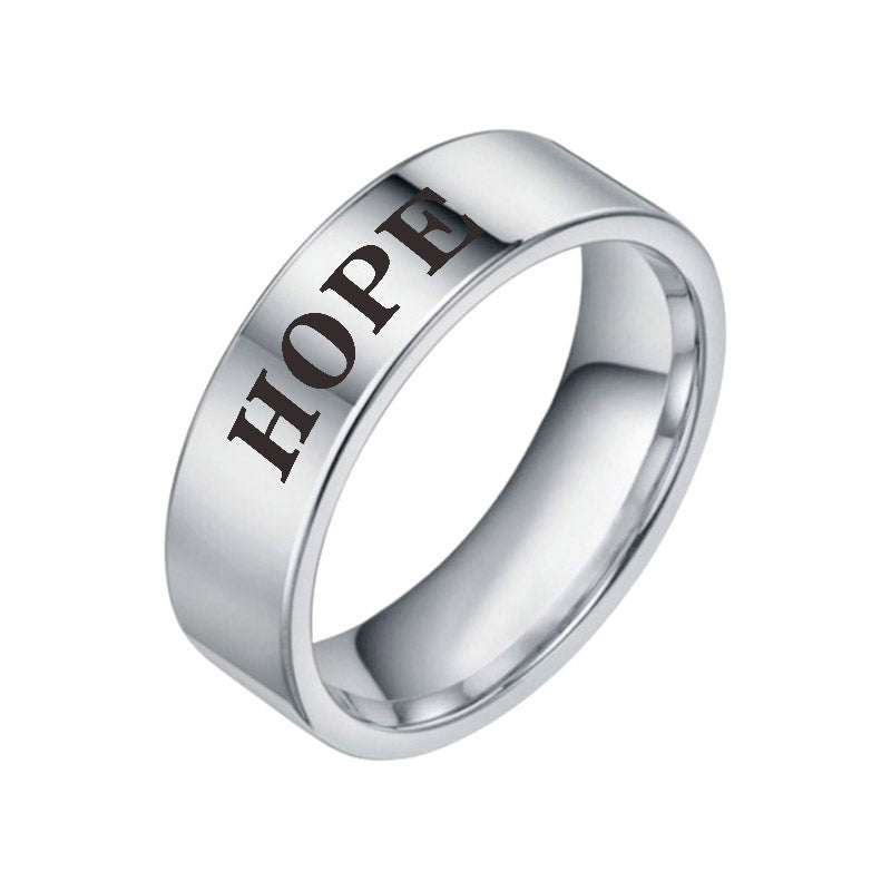 Unisex Stainless Steel Inspirational Word Ring – Wish, Love, Hope & More
