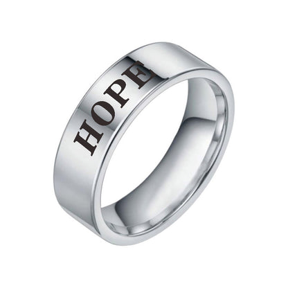 Unisex Stainless Steel Inspirational Word Ring – Wish, Love, Hope & More