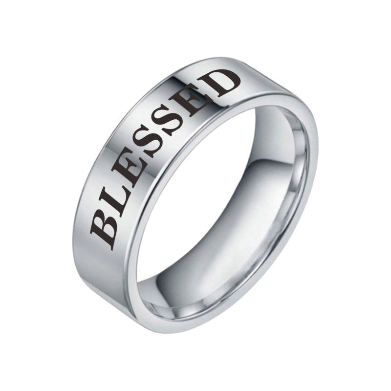 Unisex Stainless Steel Inspirational Word Ring – Wish, Love, Hope & More