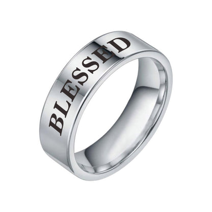 Unisex Stainless Steel Inspirational Word Ring – Wish, Love, Hope & More
