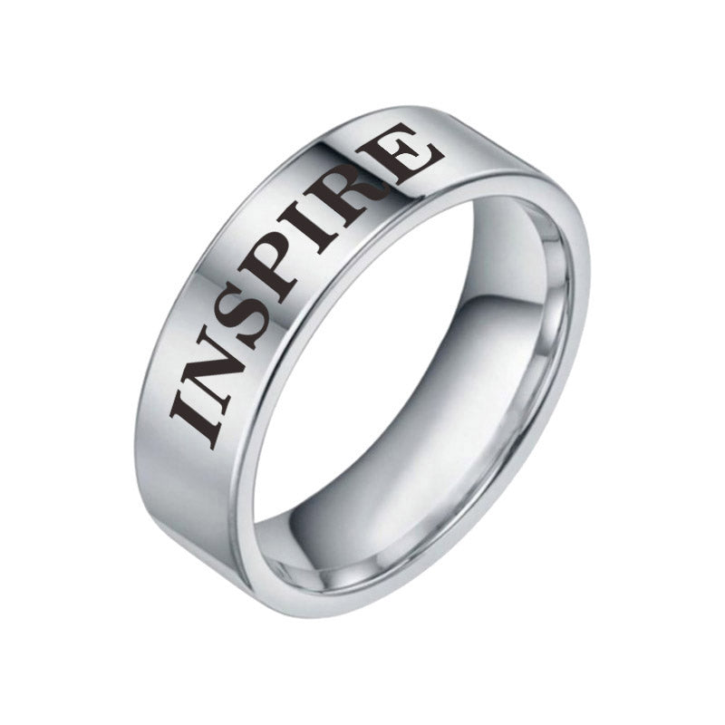 Unisex Stainless Steel Inspirational Word Ring – Wish, Love, Hope & More