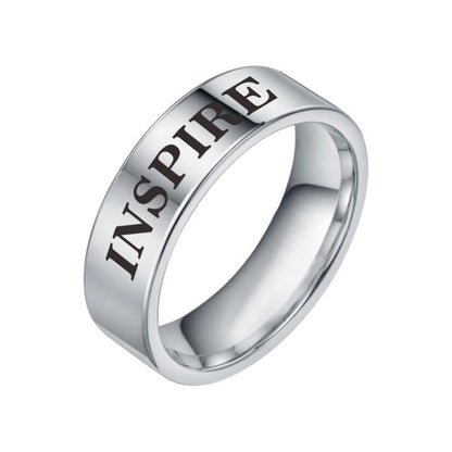 Unisex Stainless Steel Inspirational Word Ring – Wish, Love, Hope & More