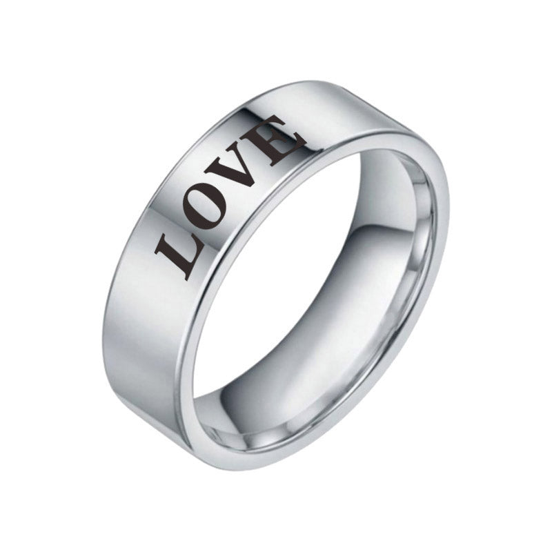 Unisex Stainless Steel Inspirational Word Ring – Wish, Love, Hope & More