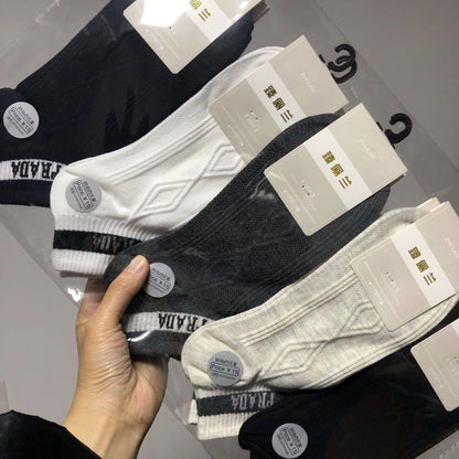 Men’s Japanese Diamond Print Boat Socks 10-Pair Pack 16 Colours