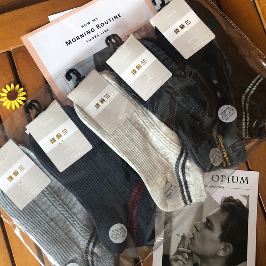 Men’s Japanese Diamond Print Boat Socks 10-Pair Pack 16 Colours