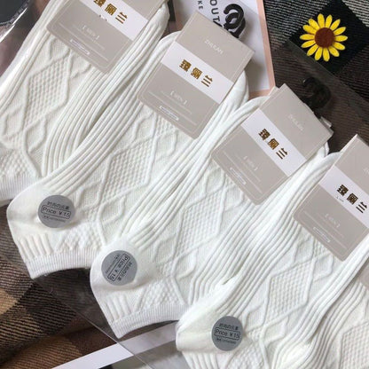 Men’s Japanese Diamond Print Boat Socks 10-Pair Pack 16 Colours
