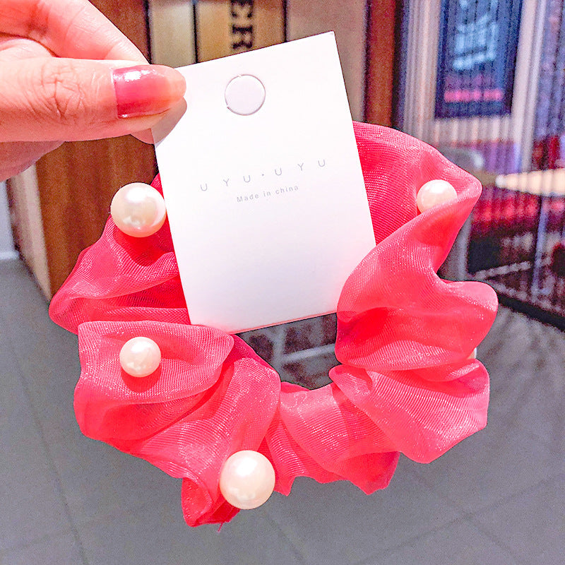 Chiffon Flower Hair Clip with Pearl Detail – 12 Colours