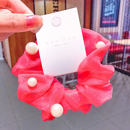 Chiffon Flower Hair Clip with Pearl Detail – 12 Colours