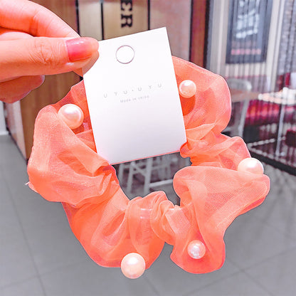Chiffon Flower Hair Clip with Pearl Detail – 12 Colours