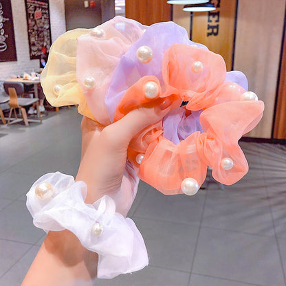 Chiffon Flower Hair Clip with Pearl Detail – 12 Colours