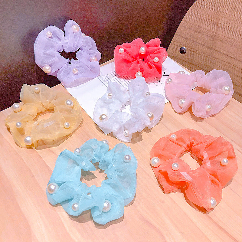Chiffon Flower Hair Clip with Pearl Detail – 12 Colours