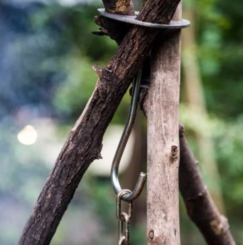 Stainless Steel Camping Tripod Pot Hanger – Portable Hanging Pot Rack BBQ & Campfire Cooking