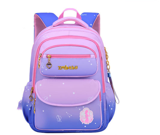 Girls' Starry Sky School Backpack – Waterproof Gradient Design, S & L