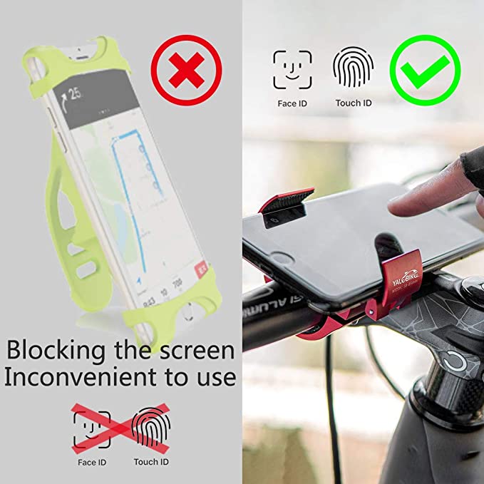 Folding Aluminium Bike Phone Mount – Universal Anti-Shake Ring Holder Silver & Black