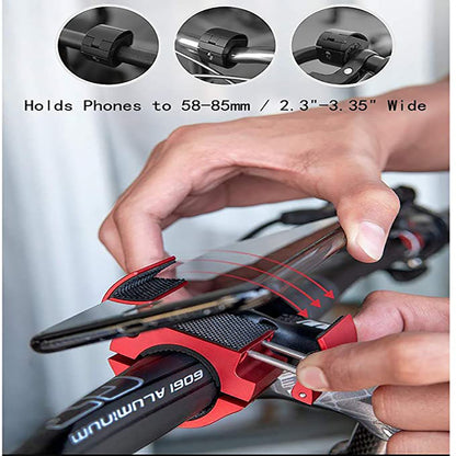 Folding Aluminium Bike Phone Mount – Universal Anti-Shake Ring Holder Silver & Black