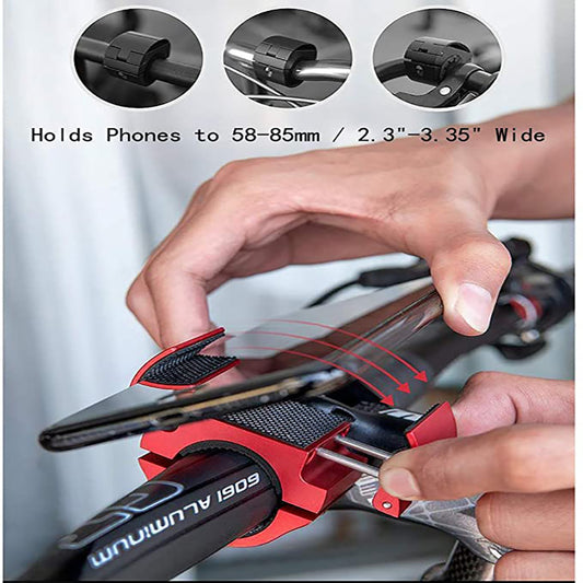 Folding Aluminium Bike Phone Mount – Universal Anti-Shake Ring Holder Silver & Black