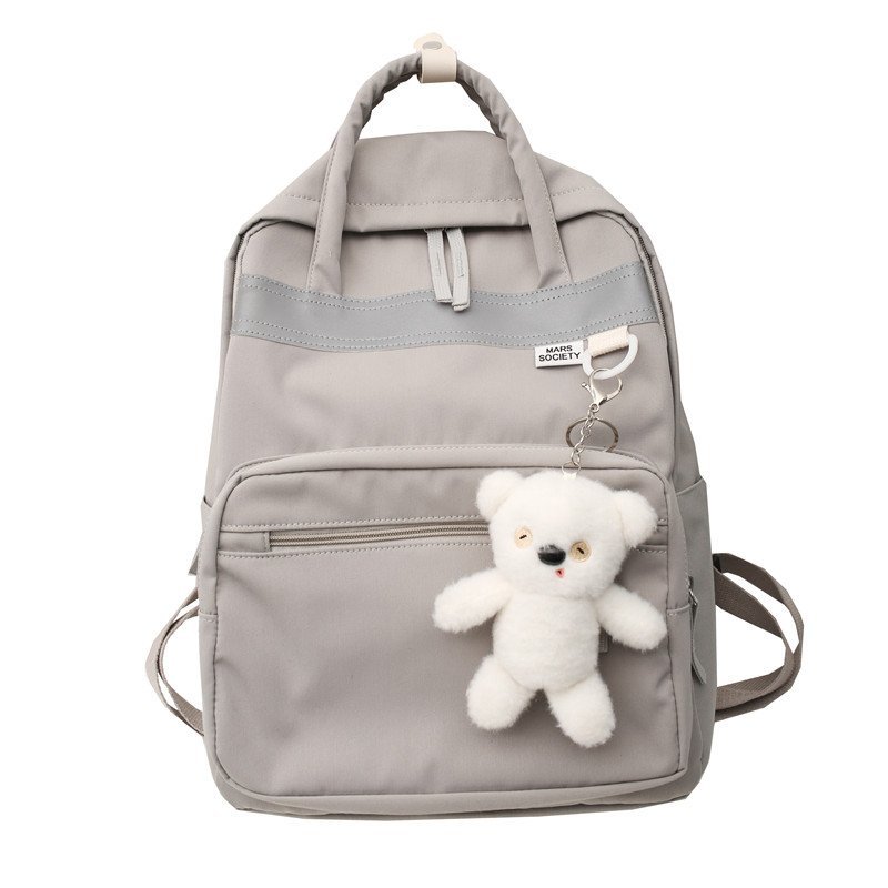 Unisex Street Fashion Backpack – Nylon, Laptop Pocket & Pendant