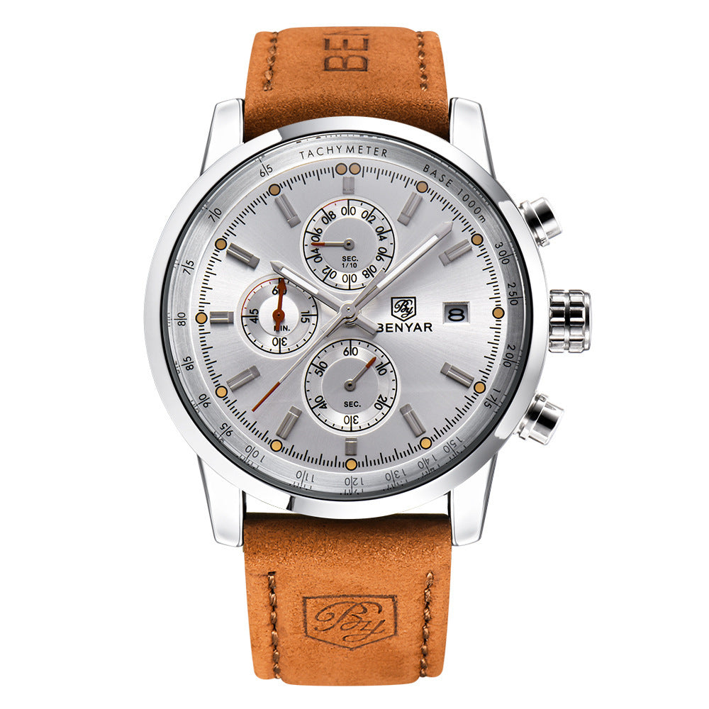 Benyar BY-5102M Quartz Watch | Business Leather Strap | JParker