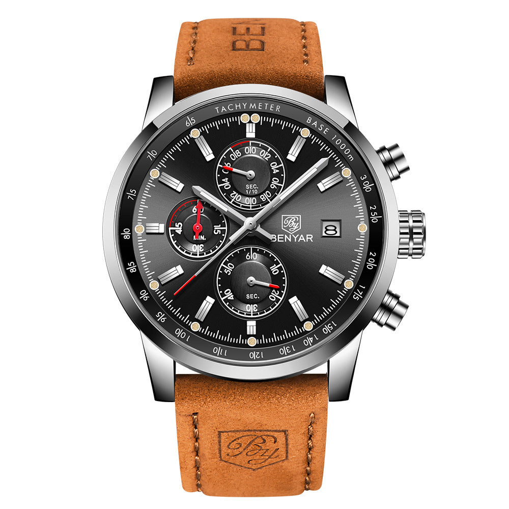 Benyar BY-5102M Quartz Watch | Business Leather Strap | JParker