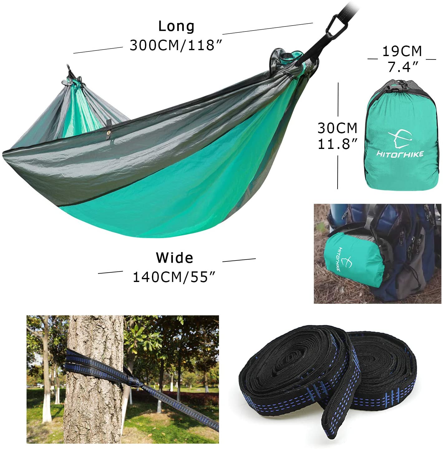 210T Parachute Nylon Camping Hammock – 270×140cm Lightweight Portable Hammock 30+ Colours