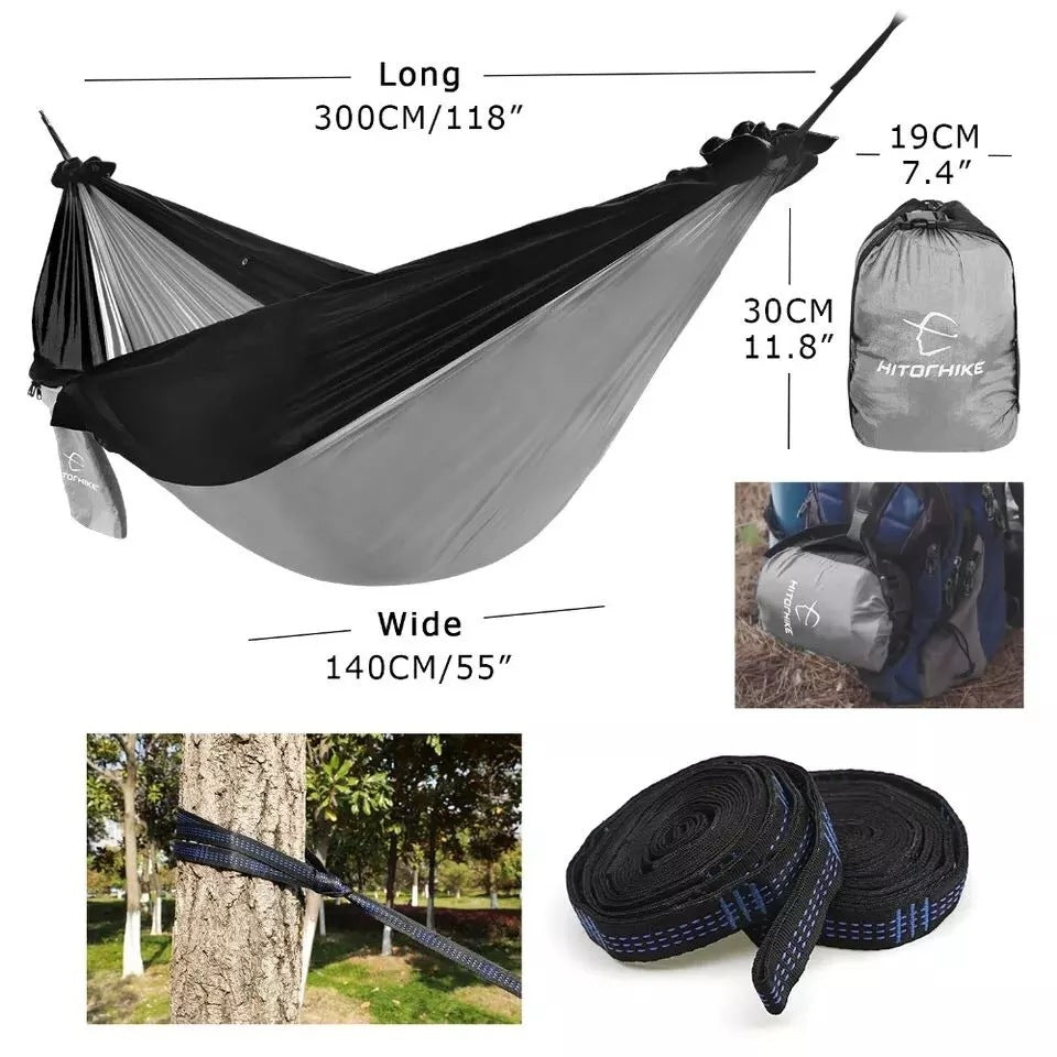 210T Parachute Nylon Camping Hammock – 270×140cm Lightweight Portable Hammock 30+ Colours
