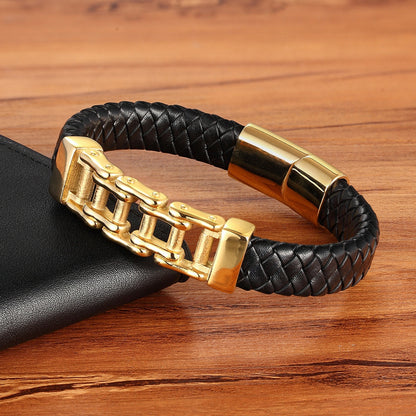 Titanium Steel U-Shape Bracelet | Black, Gold & Steel
