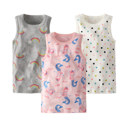 Children's Cartoon Print Knitted Vest | 100% Cotton, Unisex