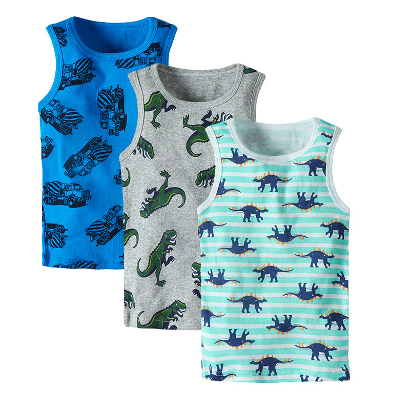 Children's Cartoon Print Knitted Vest | 100% Cotton, Unisex