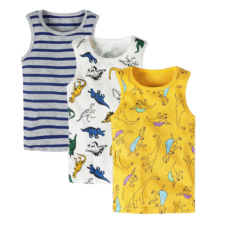Children's Cartoon Print Knitted Vest | 100% Cotton, Unisex