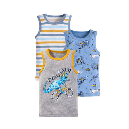 Children's Cartoon Print Knitted Vest | 100% Cotton, Unisex