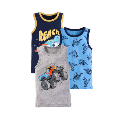 Children's Cartoon Print Knitted Vest | 100% Cotton, Unisex